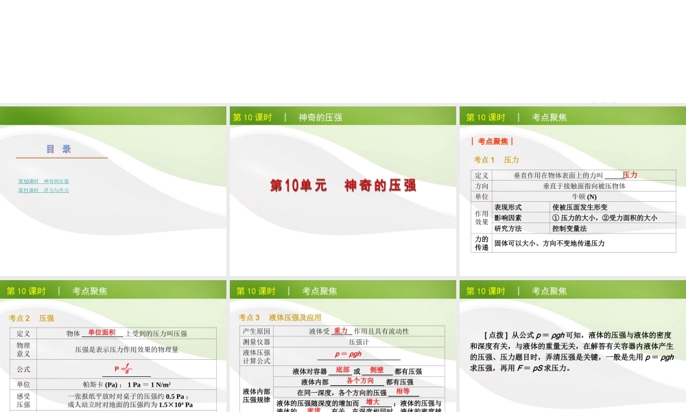 中考物理一轮复习 八下10-11章精品课件 粤教沪版 课件