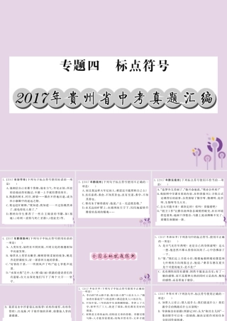(贵州专版)中考语文复习 第二轮 第一部分 语言积累与运用 专题四 标点符号真题汇编课件
