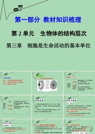 中考生物 第一部分 教材知识梳理 第2单元 第3章 细胞是生命活动的基本单位复习课件 苏教版 课件