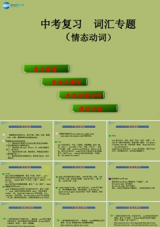 中考英语 词汇专题复习 情态动词课件 (新版)外研版 课件