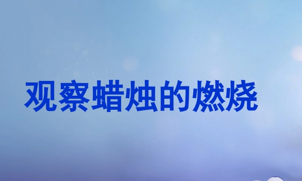 九年级化学上册 12 体验化学探究 观察蜡烛的燃烧素材 (新版)鲁教版 素材