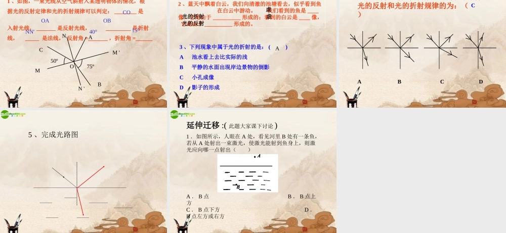 中考物理 光的折射课件 人教新课标版 课件