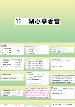 (黄冈专版)九年级语文上册 第三单元 12 湖心亭看雪作业课件 新人教版 课件