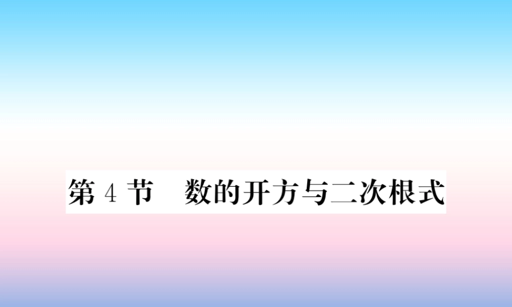 (课标版通用)中考数学一轮复习 第1章 数与式 第4节 数的开方与二次根式习题课件