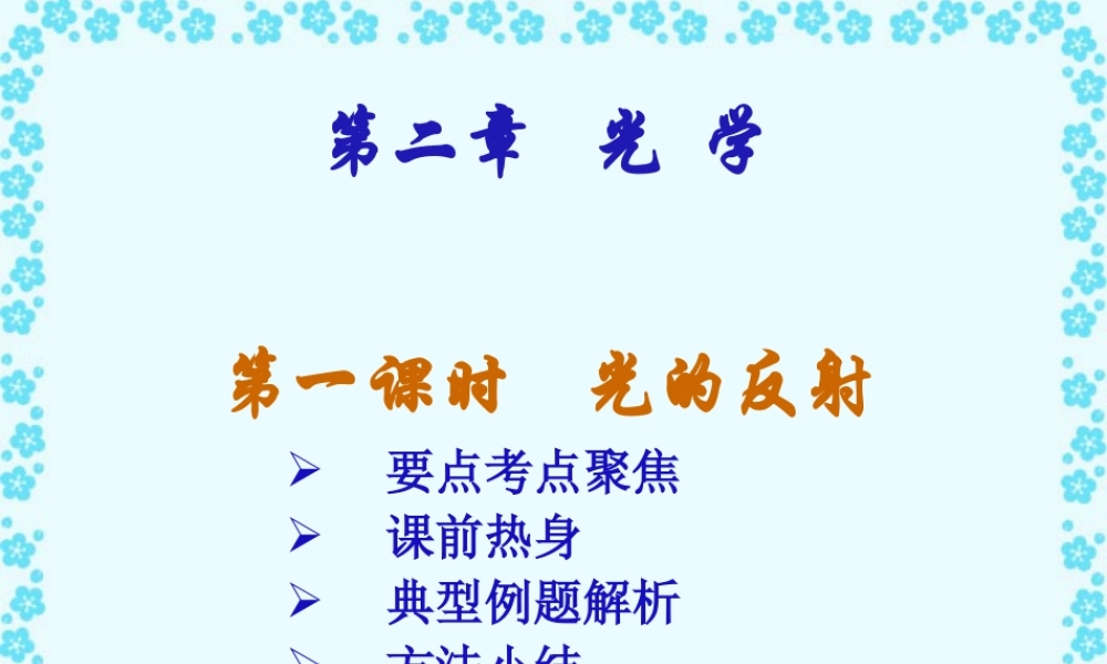 中考物理专题复习第二章 光学一 新课标 人教版 试题
