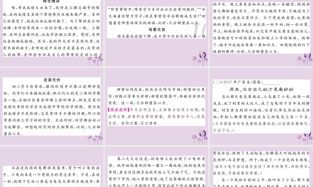 中考语文复习 第二轮 专题突破 第五部分 写作训练 第六讲 打造摇曳多姿的形式课件 新人教版 课件