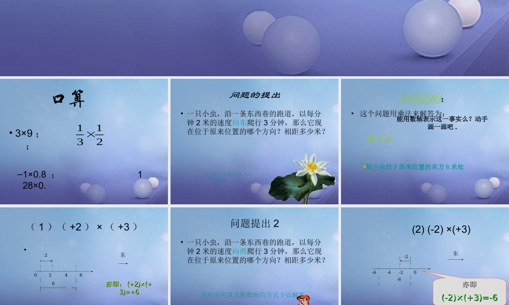 七年级数学上册 2.9 有理数的乘法 2.9.1 有理数的乘法法则教学课件2 (新版)华东师大版 课件