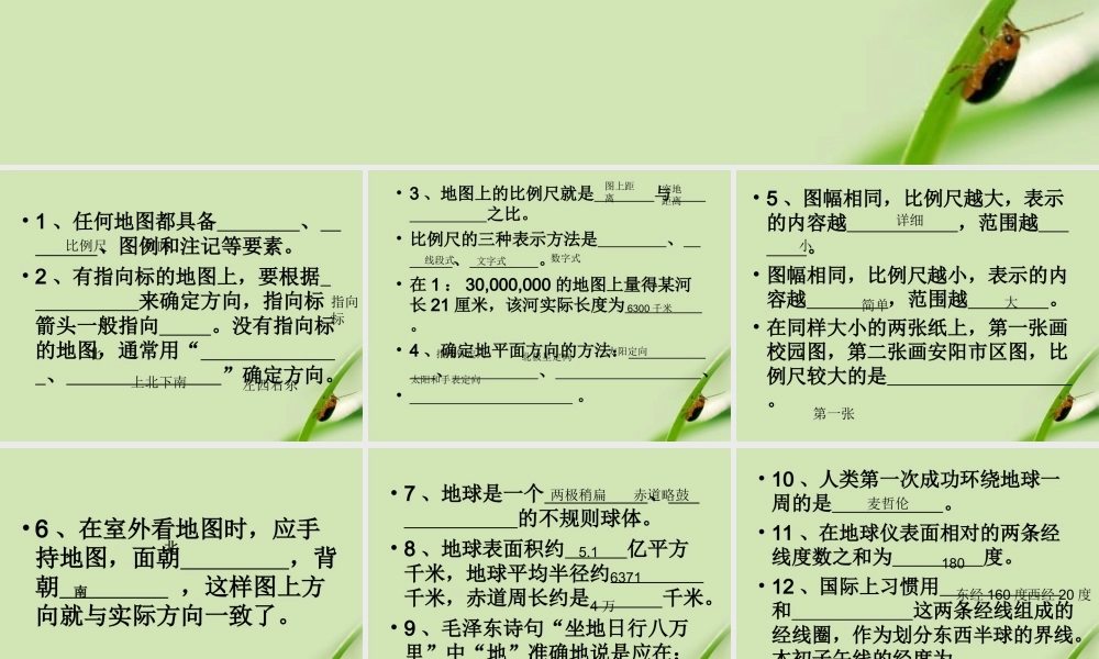 七年级地理上册 填空题总复习课件 人教新课标版 课件