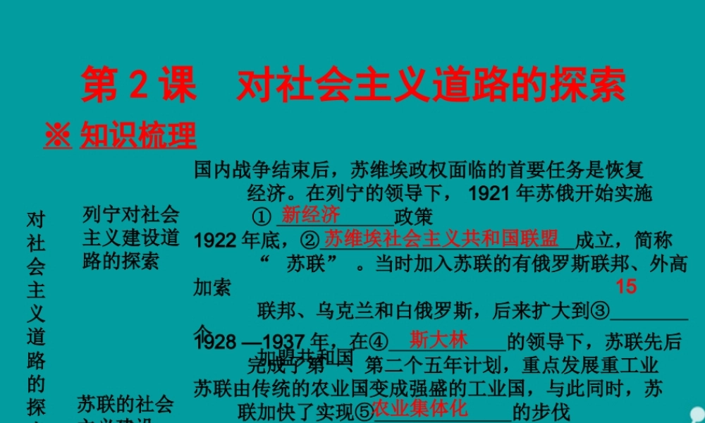 九年级历史下册 第2课 对社会主义道路的探索课件 新人教版 课件