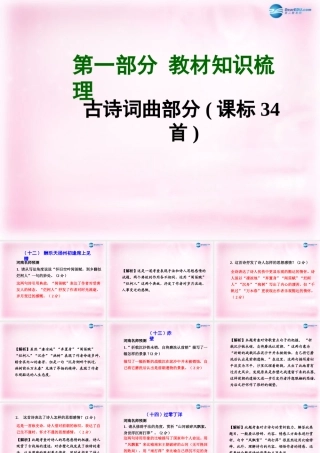 中考语文总复习 第一部分 教材知识梳理 古诗词曲部分 八下精讲课件 苏教版 课件