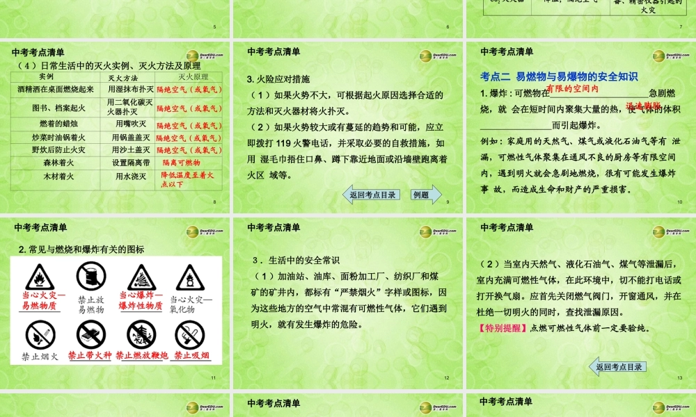 (湖南专用)中考化学总复习 第一部分 第七单元　燃料及其利用课件(考点清单+13年中考试题) 课件