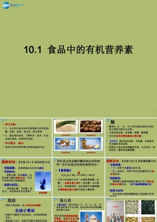 九年级化学下册 101 食品中的有机营养素课件2 粤教版 课件