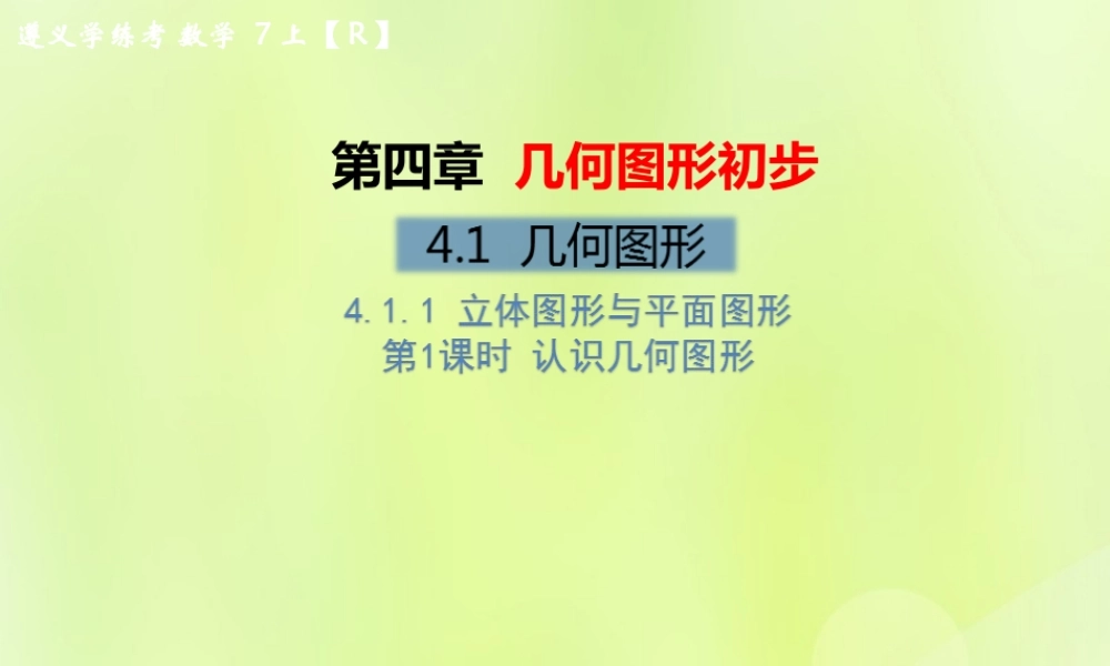 (遵义专版)七年级数学上册 第四章 几何图形初步 4.1 几何图形 4.1.1 立体图形与平面图形 第1课时 认识几何图形习题课件 (新版)新人教版 课件