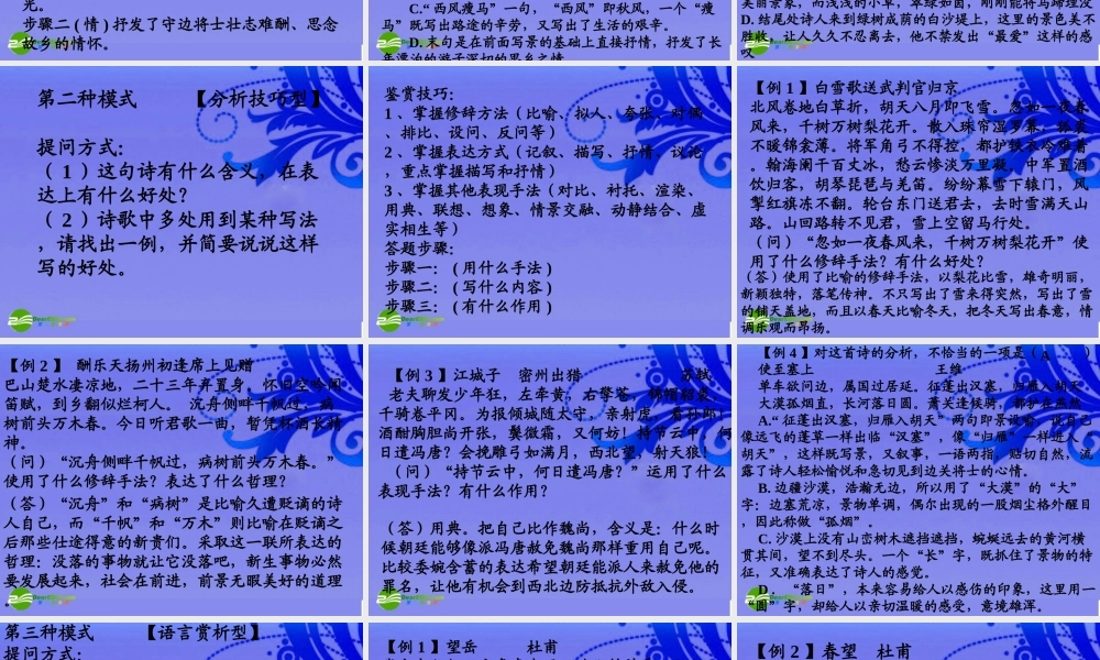 中考语文复习专题课件 古诗词鉴赏 课件