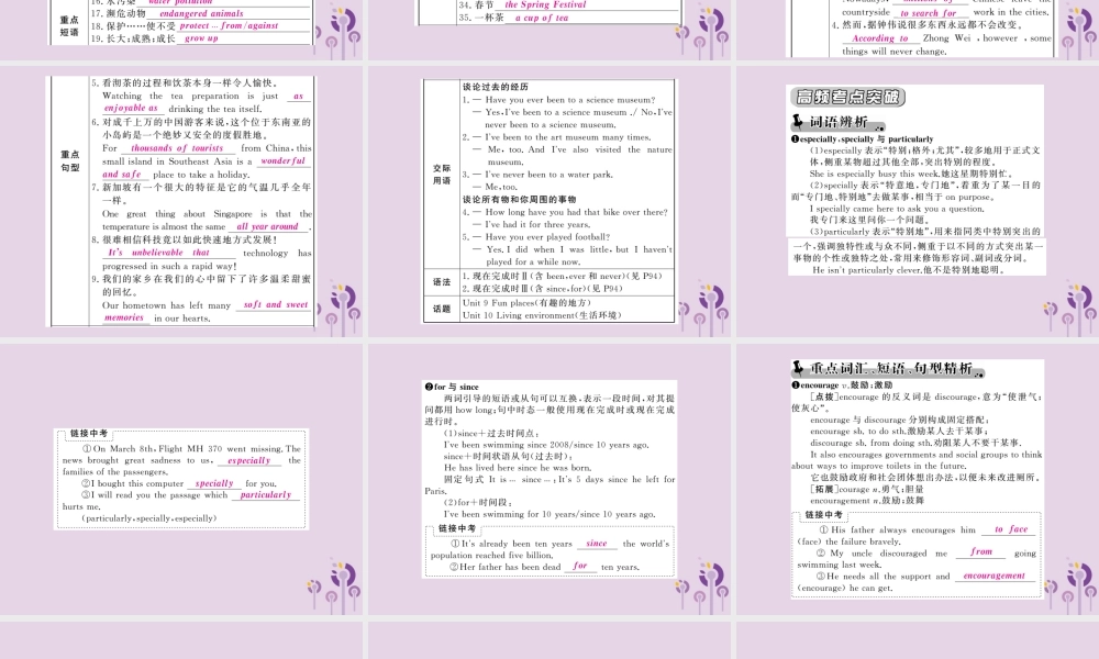 中考英语复习 第一篇 教材过关 八下 第15课时 Units 9 10课件