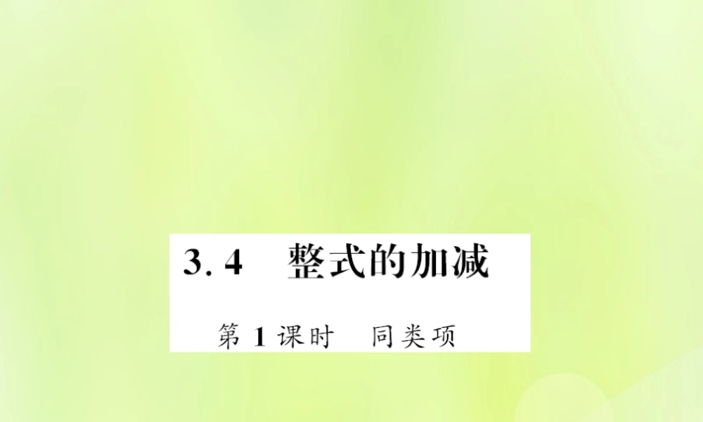 七年级数学上册 第3章 整式的加减 3.4 整式的加减 第1课时 同类项习题课件 (新版)华东师大版 课件
