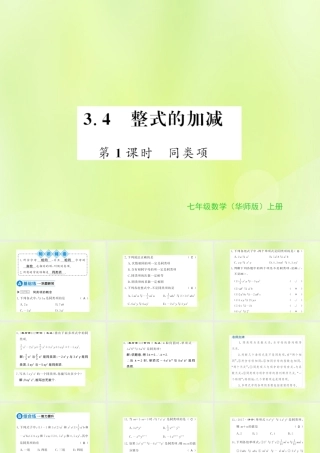 七年级数学上册 第3章 整式的加减 3.4 整式的加减 第1课时 同类项习题课件 (新版)华东师大版 课件