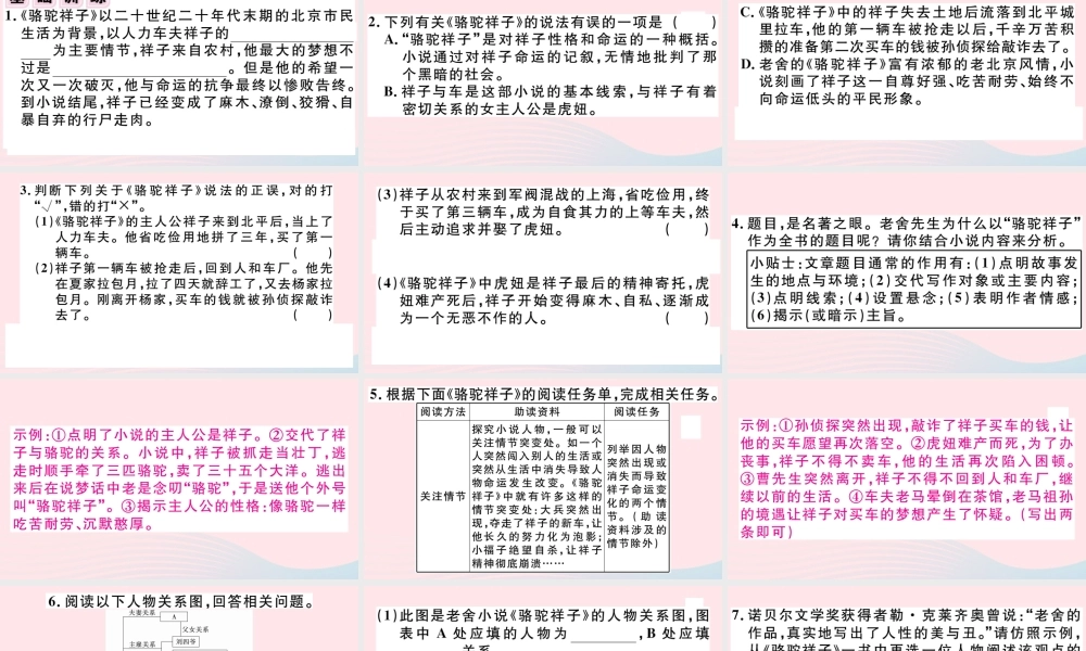 (通用版)文下册 第三单元 名著导读习题课件 新人教版 课件