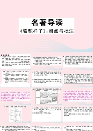 (通用版)文下册 第三单元 名著导读习题课件 新人教版 课件