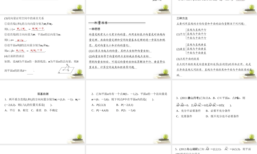 7立体几何中的向量方法(一)课件 理 课件