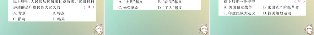 九年级历史上册 第七单元 工业革命、马克思主义的诞生和反殖民斗争 第殖民扩张与反殖民斗争习题课件 川教版 课件