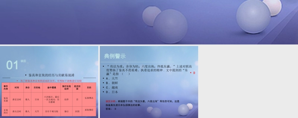 (秋季版)七年级历史下册 第五单元 第4课 唐朝的民族关系与对外关系(误区预警)素材 川教版 素材