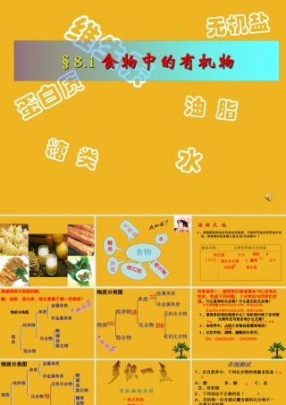 九年级化学 第八单元 第一节食物中的有机物课件 鲁教版 课件