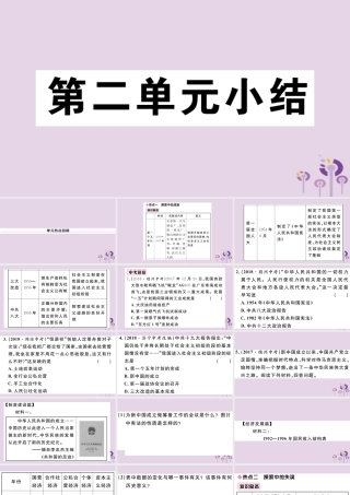 (玉林专版)八年级历史下册 第二单元 社会主义制度的建立与社会主义建设的探索小结习题课件 新人教版 课件