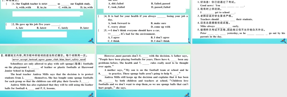 (江西专版)九年级英语全册 Unit 7 Teenagers should be allowed to choose their own clothes(第3课时)习题课件 (新版)人教新目标版 课件