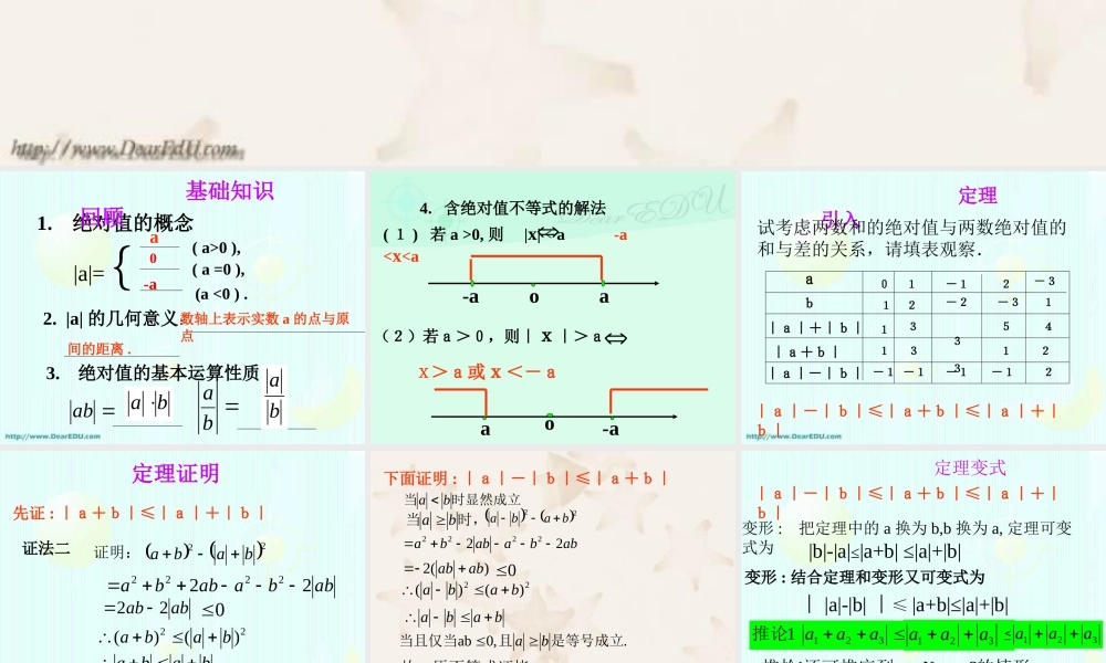 6.5绝对值不等式 高二数学不等式ppt课件集二 人教版 高二数学不等式ppt课件集二 人教版