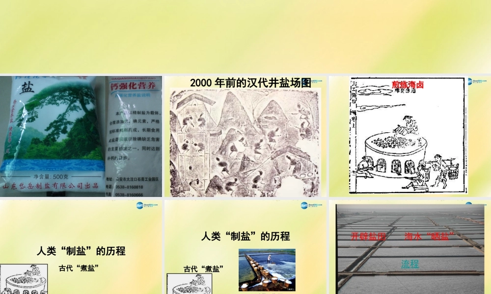 九年级化学下册 第八单元 第二节 海水晒盐(第1课时)课件 (新版)鲁教版 课件