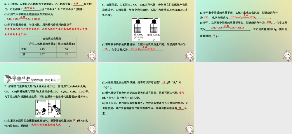 九年级化学上册 第7单元 燃料及其利用 课题2 燃料的合理利用与开发 第1课时 化石燃料的利用作业课件 (新版)新人教版 课件