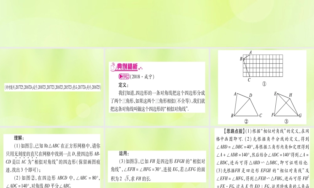 (湖北专用版)版中考数学 第三轮 压轴题突破 重难点突破3 几何类比探究题 类型2 新定义问题课件