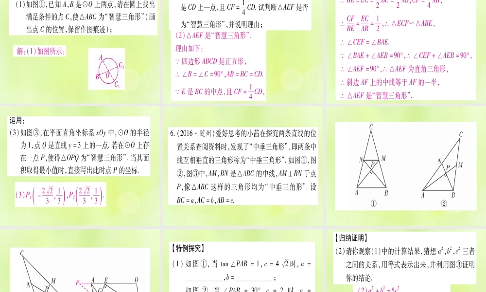 (湖北专用版)版中考数学 第三轮 压轴题突破 重难点突破3 几何类比探究题 类型2 新定义问题课件