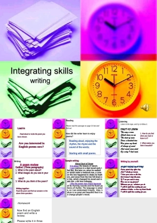 Unit 4 Integrating skills Unit 4 Agarden of poems Reading 全套课件  新课标 人教版 Unit 4 Agarden of poems Reading 全套课件  新课标 人教版