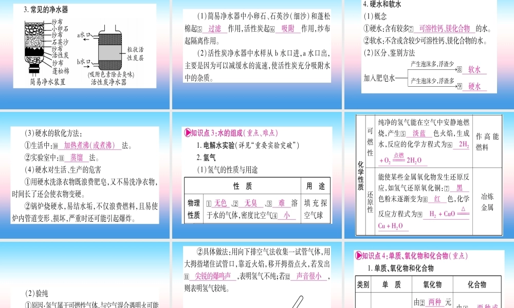 (云南专用)中考化学总复习 第1部分 教材系统复习 九上 第4单元 自然界的水 第1课时 自然界的水(精讲)课件