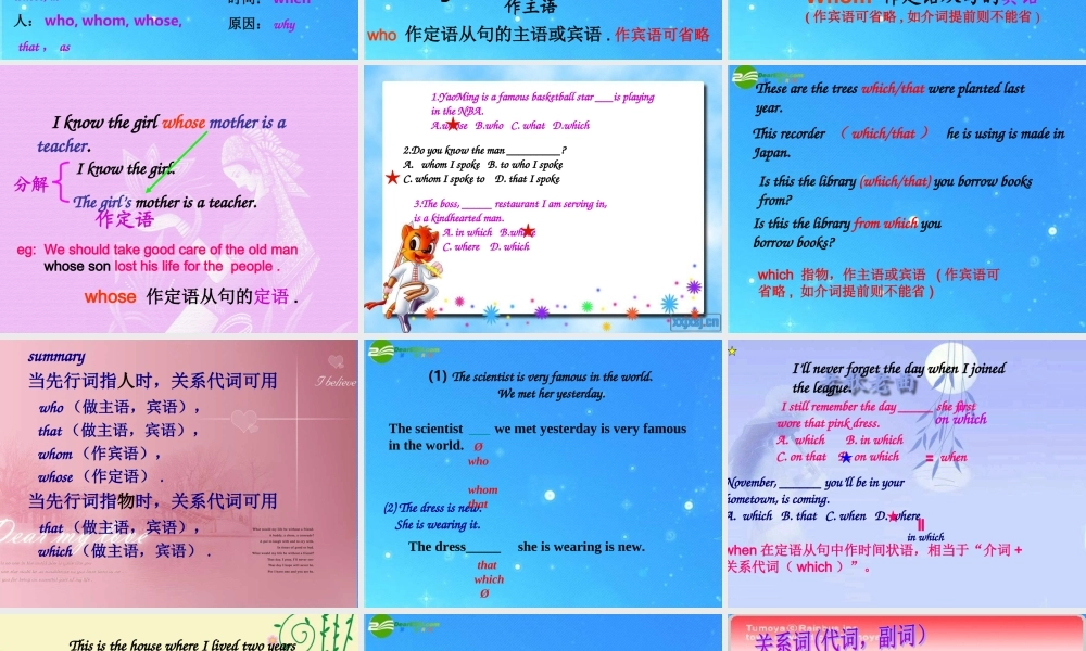 中考英语专项复习 定语从句 课件 冀教版 课件