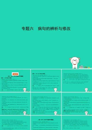 中考语文总复习 第二部分 语言运用 专题六 病句的辨析与修改(试题部分)课件