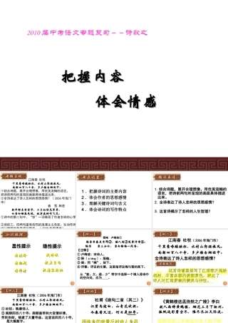 中考语文专题复习－诗歌之把握内容,体会情感 精品课件