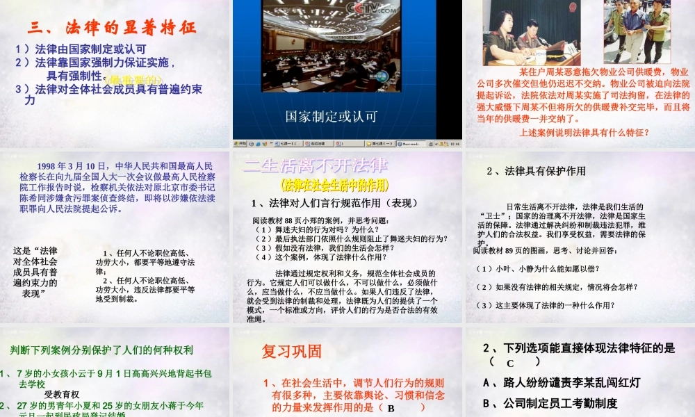 七年级政治下册 第七课 第1框 走进法律课件 新人教版 课件