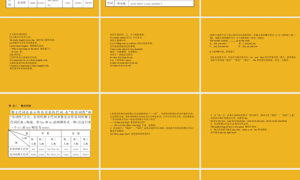 中考英语语法考点专题复习3 代词课件1 课件