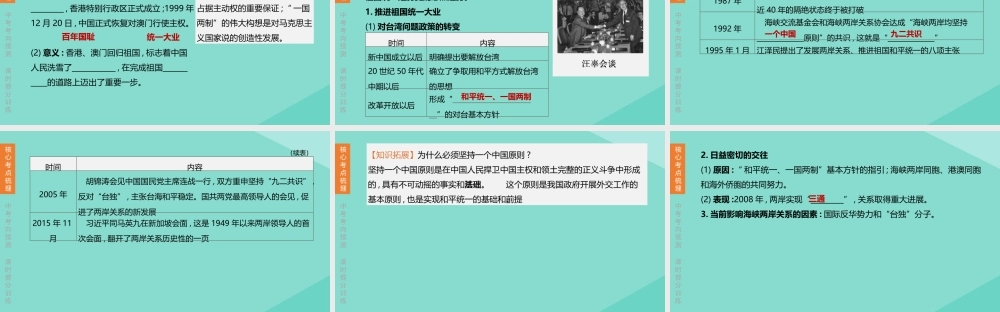 (呼和浩特专版)中考历史复习方案 第二部分 中国现代史 第10课时 民族团结与祖国统一课件