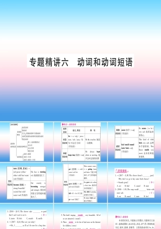 中考英语准点备考 专题精讲六 动词和动词短语课件