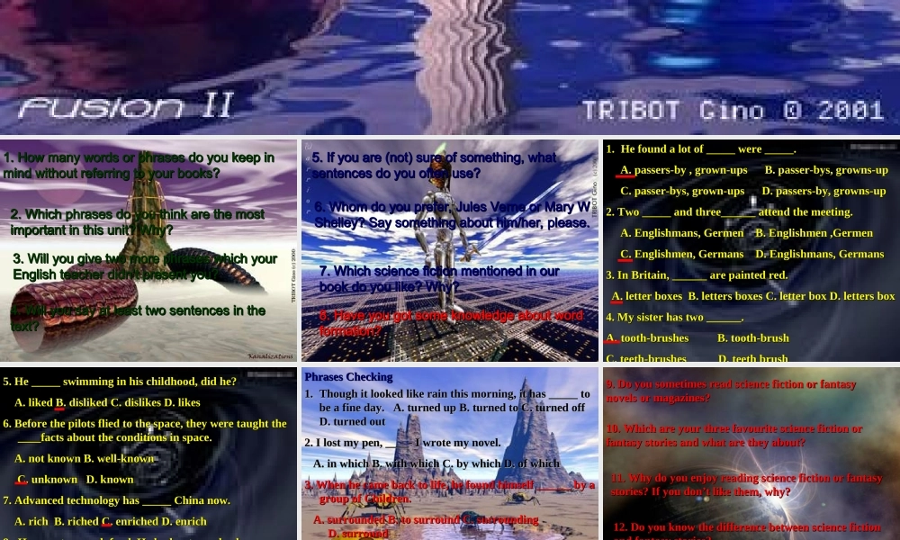 unit12   Revision   人教版高二英语Unit12 Fact and fantasy单元完整课件 人教版高二英语Unit12 Fact and fantasy单元完整课件