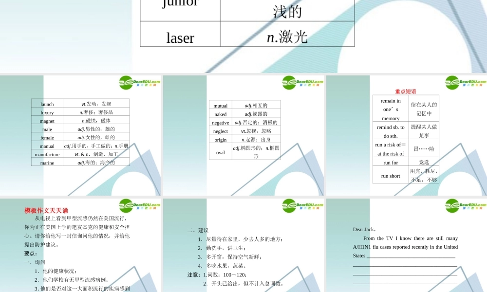 (四川省专用)高三英语二轮复习 考前特训必看第6天必会知识专题课件
