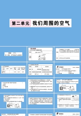 九年级化学上册 第二单元 我们周围的空气 课题1 空气 第1课时 空气是由什么组成的习题讲评课件 (新版)新人教版 课件