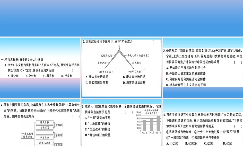 九年级历史下册 中考模拟卷(一)习题课件 新人教版 课件