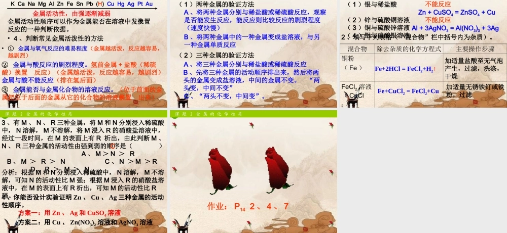 九年级化学下册 第八单元课题2金属的化学性质课件 人教新课标版 课件