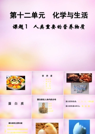 九年级化学下册 第十二单元 课题1 人类重要的营养物质课件 新人教版 课件