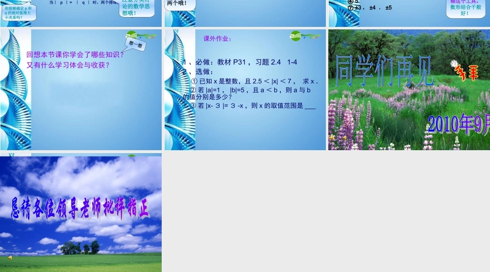 七年级数学上册 2.4绝对值课件 华东师大版 课件